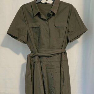 Cynthia Steffe Army Green Collared Shirt Dress Size 12
